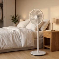 Ventilateur sur pied et de bureau 2-en-1 moderne et minimaliste de 16 pouces avec base en plastique, hauteur réglable, oscillant et silencieux pour la maison