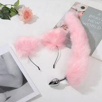 Juguetes Sexuales Anales, Tapón Anal con Cola de Zorro, Diadema de Orejas de Gato de Peluche con Campanas, Juego de Collar, Juguetes Sexuales de Masaje para Mujeres, Parejas, Cosplay