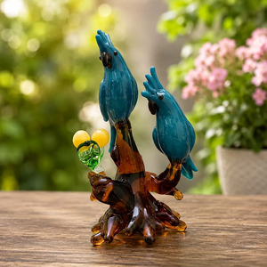 รูปปั้นไก่แก้วเป่ามือ งานประติมากรรมสัตว์ ของตกแต่งศิลปะ สีน้ำตาล ม่วง เขียว เหลือง ทำด้วยมือ - Product Image 5