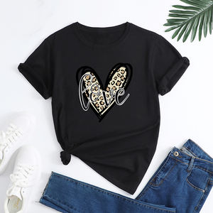 <span class=keywords><strong>T</strong></span>-<span class=keywords><strong>shirt</strong></span> da <span class=keywords><strong>donna</strong></span> in <span class=keywords><strong>cotone</strong></span> 100% bianco del fornitore Ebay di <span class=keywords><strong>alta</strong></span> <span class=keywords><strong>qualità</strong></span> con lettere d'amore Casual a collo d'amore con stampa grafica leopardata - Product Image 4