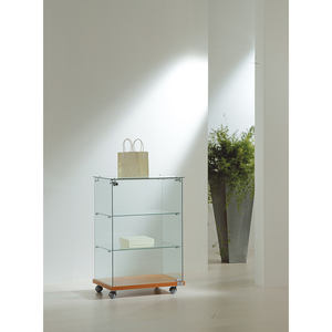 Vitrine moderne en verre 60x40x90cm avec porte verrouillable et base à roulettes pour rangement dans le salon - Product Image 1