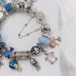 Juego de Pulseras de Cadena de Plata 925 de Primera Calidad con Piedras Naturales Azules, Estilo Viento Fresco del Océano, Venta al Por Mayor del Fabricante, Familia Pan - Product Image 3