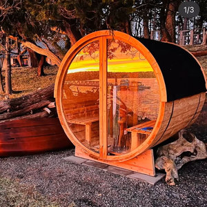 Vente en gros de sauna extérieur portable pour 4 personnes en bois de cèdre rouge fonction vapeur humide avec poêle baril chauffant salle de sauna - Product Image 5