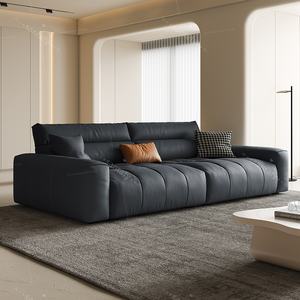 Ensemble de canapés en <span class=keywords><strong>cuir</strong></span> crème minimaliste italien, salon moderne, luxe, canapé modulaire en <span class=keywords><strong>cuir</strong></span> anti-griffes pour appartement - Product Image 5