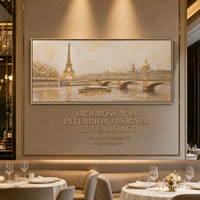 Peinture à l'huile panoramique de luxe, peinte à la main, or, Tour Eiffel de Paris, paysage épais à l'impasto, art mural personnalisé pour suite d'hôtel et chambre à coucher