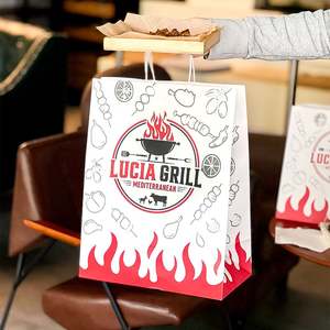 ถุงกระดาษคราฟท์ย่อยสลายได้เป็นมิตรกับสิ่งแวดล้อม พิมพ์โลโก้ตามสั่ง สำหรับบรรจุภัณฑ์อาหารแบบนำกลับบ้าน บาร์บีคิว และร้านขายยา - Product Image 6
