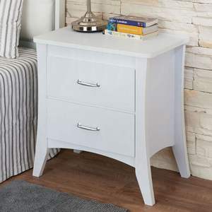 Table de chevet en bois MDF DB en bois massif 2 tiroirs finition blanche de Style de luxe moderne antique pour la conception minimaliste de panneau d'appartement - Product Image 2