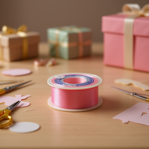 ริบบิ้นซาตินอิลัน 5.0 ซม. 25Y สีชมพูกลีบดอก D-07 - Product Image 2