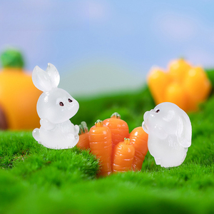 Figurines d'animaux lapins mignons et lumineux Weij Micro-landscape, accessoires de décoration pour aménagement paysager de jardin, petits objets pour voiture et bureau - Product Image 4