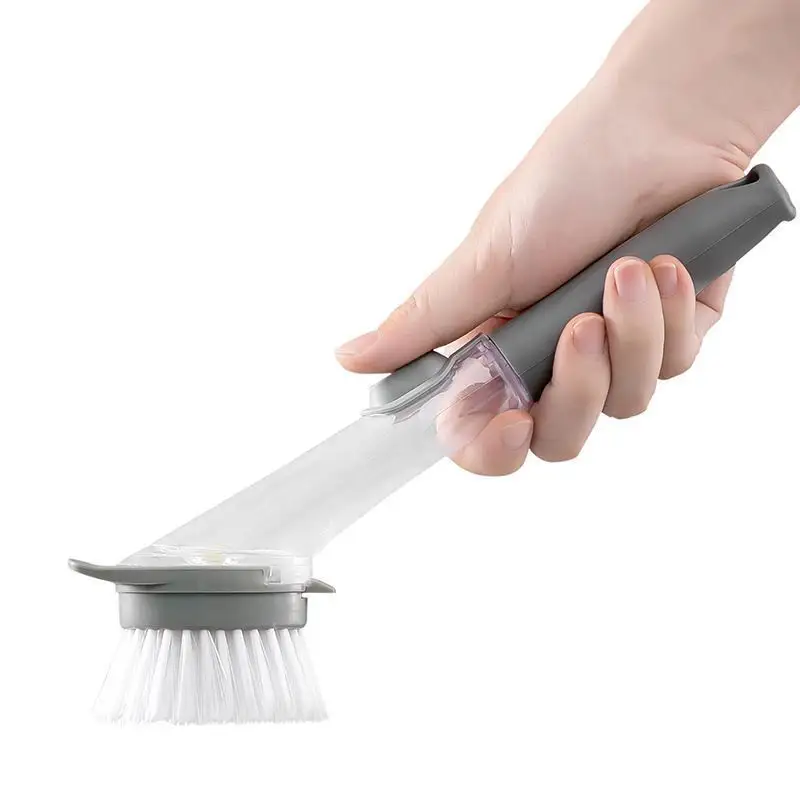 Itchen-dispensador de jabón manual, cepillo de plástico multifunción para lavar platos, herramienta de cocina para fregadero