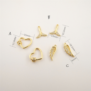 Pendentif coeur diamant plaqué or véritable 18 carats laiton collier de mode accessoires bijoux pendentifs <span class=keywords><strong>sirène</strong></span> Zircon - Product Image 2