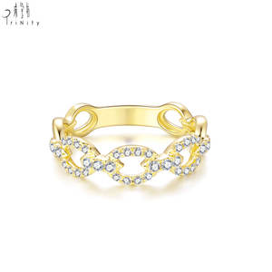 High Quality Wholesale Ring Jewelry Link Chain Ring 18K Solid Gold Diamond Rings <b>Small</b> Natural Diamond Rings For Women's <b>Gift</b> - Product Image 2