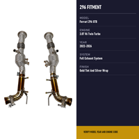 Système d'échappement complet à ajustement direct pour Ferrari 296 GTB 3.0T 2022-2026, paire de tuyaux avec enveloppe tressée teinte or, kit de mise à niveau racing