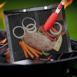 Stock Available Reusable Non-Stick BBQ <b>Mesh</b> <b>Grill</b> Bags & Mats (Black/Gold Customizable Sizes) - Product Image 2