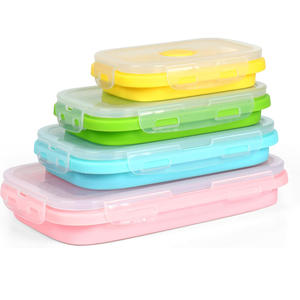 Fiambrera cuadrada plegable de silicona cuadrada resistente al calor de 800ml, contenedor de tazón de comida - Product Image 1