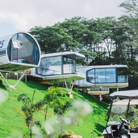 Maison-capsule intégrée intelligente, imperméable, préfabriquée, tentes de glamping pour les stations de vacances