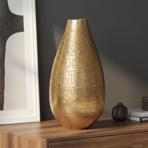 AK Brass Modern, florero decorativo de metal dorado martillado más vendido para mesa, decoración del hogar, Oficina - Product Image 2