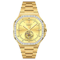 MIGE 42MM Herren Luxus Mode Automatische Mechanische Uhr Gelbgold Polygon-Gehäuse Saphirglas Diamant-Lünette Drachen-Motiv