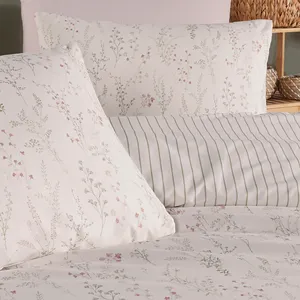 Ensemble de literie double en popeline de coton Karden Flower Willow, rose poudré, 100% coton - Product Image 3