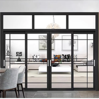 Porte coulissante sur mesure en alliage d'aluminium à cadre fin avec verre trempé cannelé pour balcon, cuisine, salon, villa