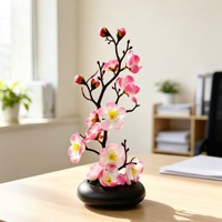 Tanaman Pot Bunga Plum Sutra Lilin Buatan, Bonsai Plum Blossom Pot Kecil Hitam, Dekorasi Rumah, Produk Laris Lintas Negara