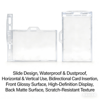 Porte-badge rigide en polycarbonate transparent, prix usine, 54x86mm, utilisation horizontale/verticale pour bureau/événements/lieu de travail/étudiant, logo personnalisé