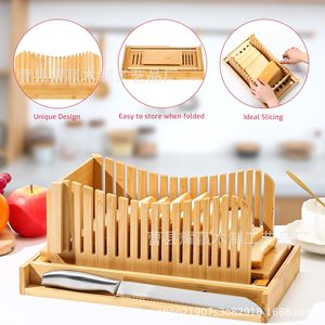 Bamboo <b>Bread</b> <b>Cutter</b> With Removable Tray Folding Toast Slicer For Kitchen Baking Tools - Product Image 3