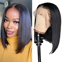 Perruque Lace Front 13x4 en gros, pré-épilée, en cheveux brésiliens vierges bruts, perruques frontales pour femmes, perruque courte et droite en cheveux humains, style bob