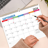 Calendrier mural anglais populaire 2024-25, compte à rebours, calendrier de bureau mensuel minimaliste, prise de notes, calendrier annuel