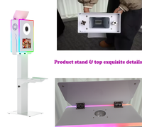 Photobooth iPad le plus populaire avec livraison rapide, éclairage RGB avant et arrière, flash intégré, réflecteur et étagère pour imprimante