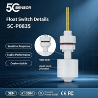 Sonde de niveau d'eau en PP résistante à la corrosion, interrupteur à flotteur, contrôleur de niveau de liquide, interrupteur d'alarme 5C-P0835, sortie de signal d'interrupteur Chine