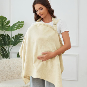 Fular de lactancia de gasa de algodón transpirable con cuello rígido, <span class=keywords><strong>delantal</strong></span> de privacidad portátil para amamantar, pañuelo de lactancia para mamá - Product Image 1