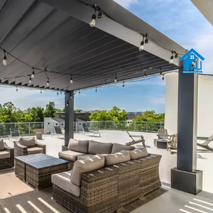 Moderno struttura retrattile <span class=keywords><strong>in</strong></span> <span class=keywords><strong>alluminio</strong></span> legno Pergola <span class=keywords><strong>Gazebo</strong></span> & padiglione per giardino balcone Bar feritoia ad arco profilo tende da sole retrattili - Product Image 3