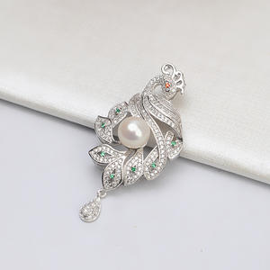 Pendentif Phénix en Argent S925 avec Perle 10-11 mm, Plaqué Or Rétro, Accessoire de Bijoux DIY pour Femme, Support Vide 785 - Product Image 2