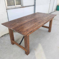 Table à manger pliante en bois massif vintage - Style ferme américaine, table longue pour les rassemblements en plein air et l'usage domestique