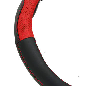 Accessoires intérieurs de voiture en <span class=keywords><strong>cuir</strong></span> véritable rouge et noir de style sportif, housse de <span class=keywords><strong>volant</strong></span> avec prix de gros - Product Image 6