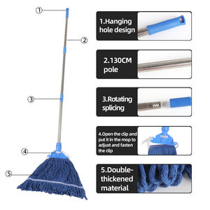 MSJ <span class=keywords><strong>Commercial</strong></span> Heavy Duty Kentucky <span class=keywords><strong>Mop</strong></span> Loop End com haste removível de aço inoxidável para limpeza eficiente do piso - Product Image 4