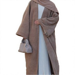 Hot sale Vintage Woolen Abaya Open Front Maxi <b>Dress</b> Chunky Knit Cardigan <b>Belt</b> <b>for</b> Winter Daily <b>Wedding</b> Traditional Muslim Cloth - Product Image 2