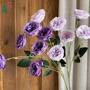 Roses Austin à six têtes en soie, fleurs artificielles de style moderne pour la décoration de mariage et les arrangements de table - Product Image 2