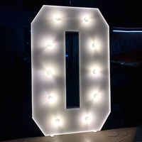 Señal de bombilla LED pintada de hierro retro grande Iluminación publicitaria iluminada de pie de estilo del Viejo Mundo con personajes luminosos