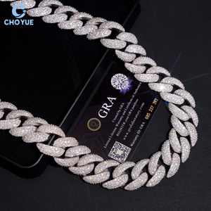 Cadena Cubana de 23mm con Incrustaciones de Moissanita Plateada, Collar de Moda Urbana Hip Hop, Joyería Unisex para Uso Diario y Fiestas, Regalo - Product Image 1