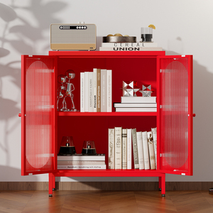 Nouveau style <span class=keywords><strong>de</strong></span> <span class=keywords><strong>buffet</strong></span> en métal rouge avec porte en verre, armoire en acier, meubles <span class=keywords><strong>de</strong></span> salle à manger pour <span class=keywords><strong>salon</strong></span> et cuisine - Product Image 3