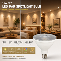 Ampoule LED PAR 15W E27 3000K 4000K 6000K AC85-265V CRI80 sans scintillement avec lentille COB pour éclairage domestique, hôtelier, commercial et de vente au détail