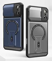 Pour Apple iPhone 11 12 13 14 15 16 17 Pro Max Air Étui Housse de Téléphone avec Protection d'Objectif Appareil Photo et Support Intégré Compatible Recharge sans Fil