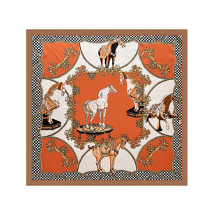 <span class=keywords><strong>Foulard</strong></span> Quadrato in Seta 90x90cm, Sciarpa di Lusso da <span class=keywords><strong>Donna</strong></span> con Stampa Floreale in Raso, Grande Bandana Femminile - Product Image 5