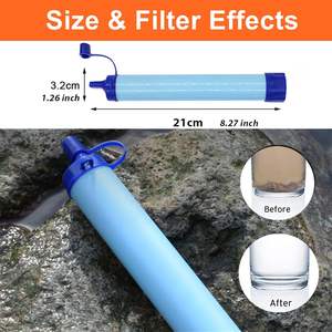 Paille filtrante à eau personnelle portable avec bouteille pliable, seringue de nettoyage et mousqueton pour le camping, la randonnée et les situations d'urgence - Product Image 6