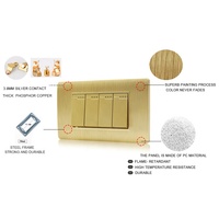 Interruptor de Luz de Pared de Lujo Dorado de 4 Gangs, Control de 1 Vía y 2 Vías, para Uso Doméstico en Panamá, Perú y Filipinas