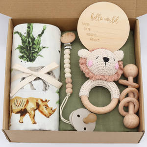 2023新着キリンプリントオーガニック幼児新生児ギフトセットベビー受信ブランケット竹ミックスコットンモスリンおくるみブランケット - Product Image 4