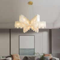 Lustre en marbre moderne et minimaliste Lampe suspendue de luxe en cuivre et albâtre pour salon et salle à manger