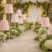 Support de lampe en métal pour décoration de table de mariage, portable, abat-jour en tissu décoratif, pièce maîtresse pour réception de banquet